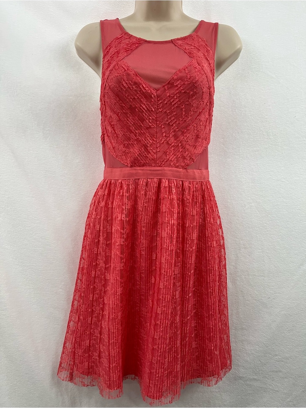 Guess Coral Pink Lace-Trim Dress